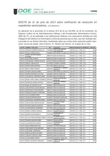 EDICTO de 31 de julio de 2013 sobre notificaciÃ³n de resoluciÃ³n en ...