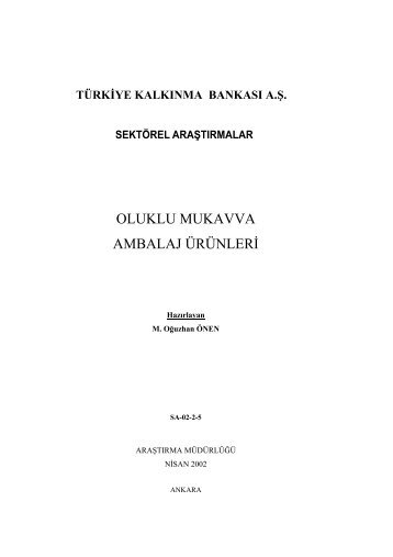 Oluklu Mukavva Sektör Araştırması - Türkiye Kalkınma Bankası