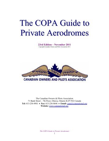 COPA Guide to Private Aerodromes - Canadian Owners and Pilots ...
