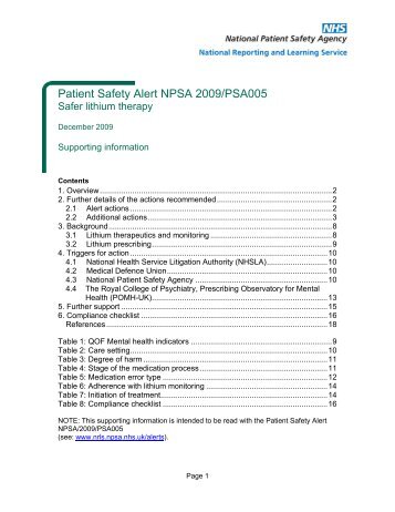 Safer lithium Therapy - National Patient Safety Agency