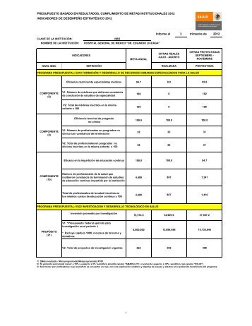 Indicadores MIR 3ra. Etapa - Hospital General de México