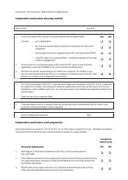 Independent Examiner's Checklist and Work Programme