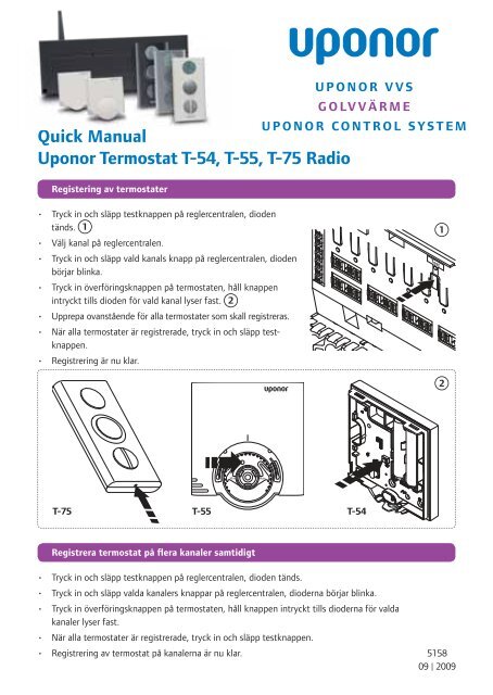 Quick Manual Uponor Termostat T-54, T-55, T-75 ... - Uponor AB