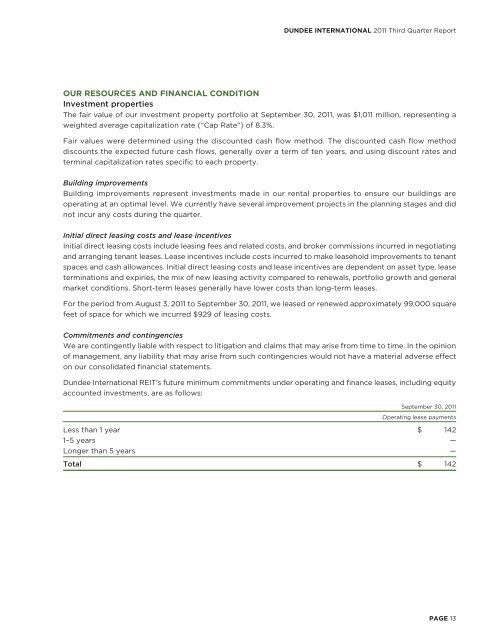 DUNDEE INTERNATIONAL REIT