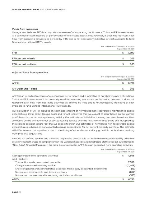 DUNDEE INTERNATIONAL REIT