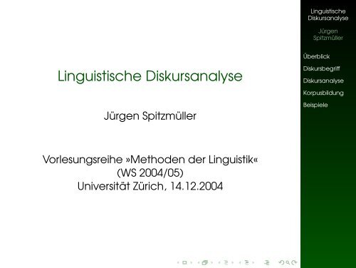 Linguistische Diskursanalyse - JÃ¼rgen SpitzmÃ¼ller