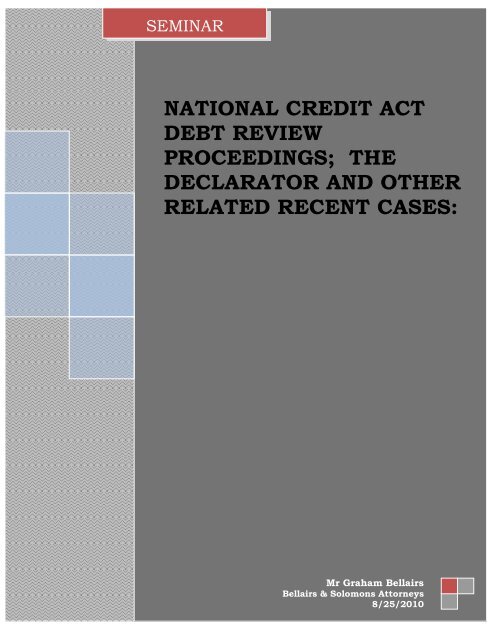 national credit act debt review proceedings; the ... - Cape Law Society