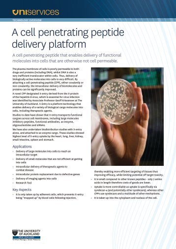 A cell penetrating peptide delivery platform - UniServices