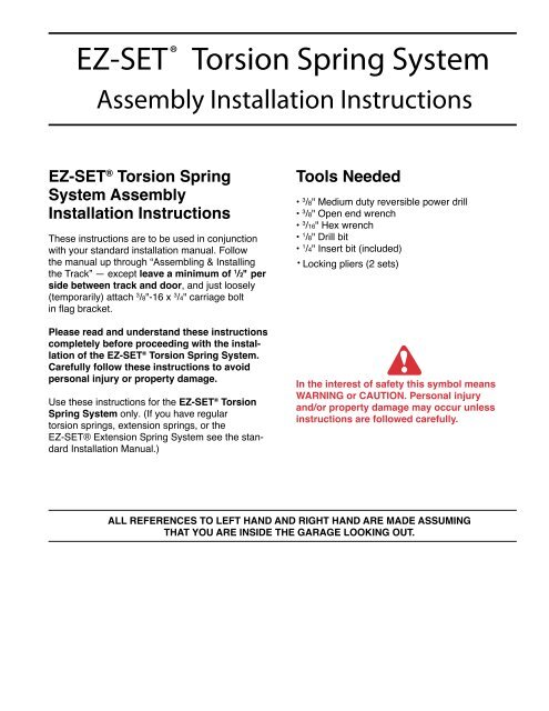 Ez Seta Torsion Spring System Clopay