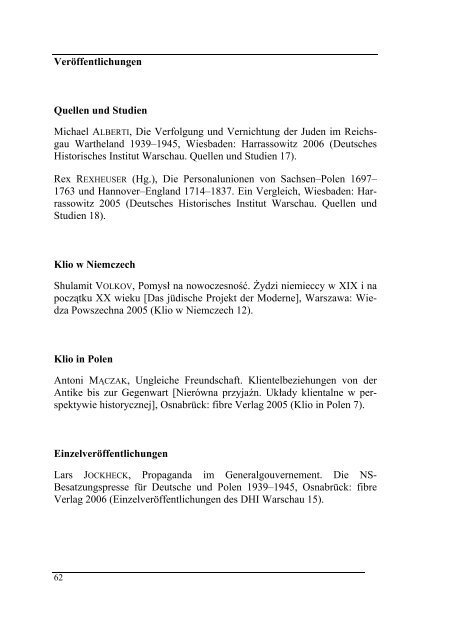 Deutsches Historisches Institut Warschau Bulletin 2006 Nr. 13 ...