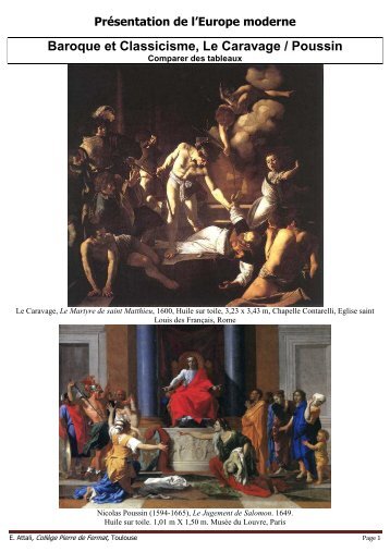 Caravage et Poussin, comparaison Baroque-Classique
