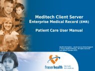 Meditech Client Server - Physician - Fraser Health Authority