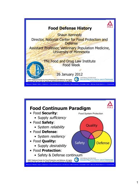 Overview of FDA's Food Defense Activities - Food and Drug Law ...