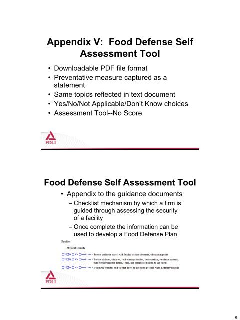 Overview of FDA's Food Defense Activities - Food and Drug Law ...