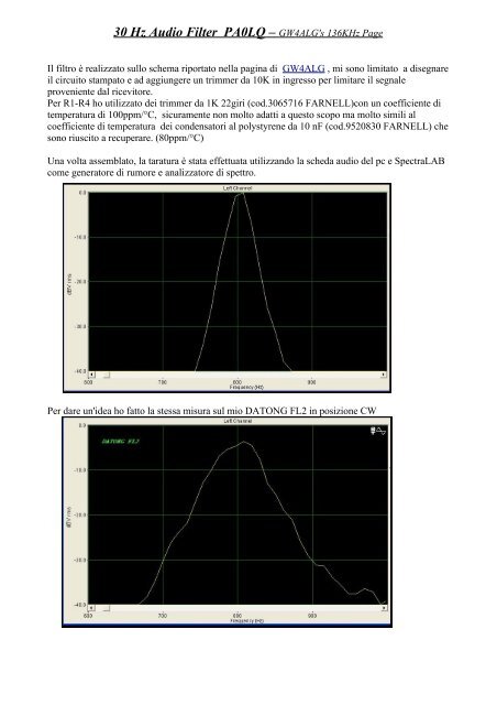 30 Hz Audio Filter PA0LQ â GW4ALG's 136KHz Page - Radiopassioni