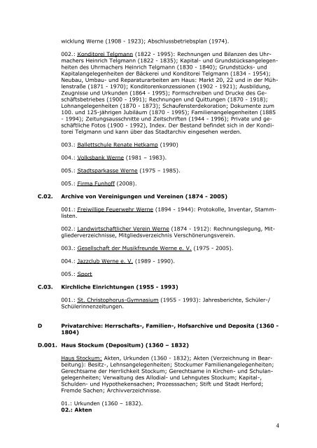 A A.01. Archiv der Stadtverwaltung Werne (1360 - 2012) - Stadt Werne