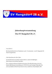 Jahreshauptversammlung Des SV Rangsdorf 28 e.V.