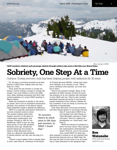 Sobriety, One Step At a Time - Washington Trails Association