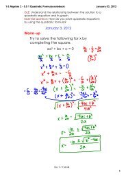 1-3 Algebra 2 - 5.5 1 Quadratic Formula.notebook