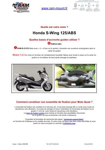 Honda S-Wing 125/ABS fixations guidon - RAM Mount