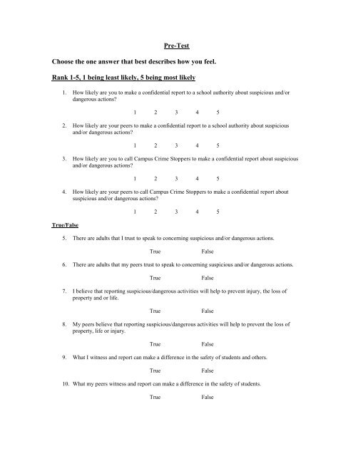 Pre/Post Test Questions (pdf) - i care