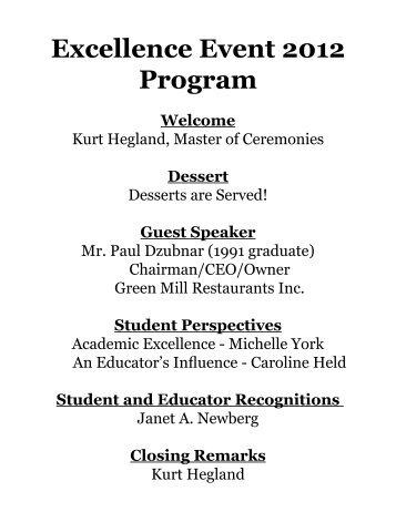 Excellence Event 2012 Program - White Bear Lake Area Schools