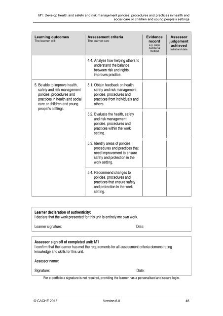 Qualification Specification - Cache