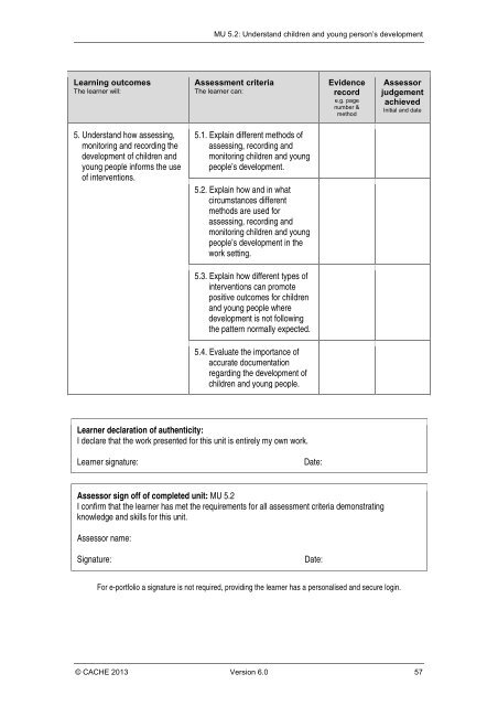 Qualification Specification - Cache