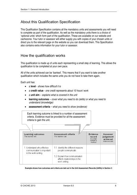 Qualification Specification - Cache