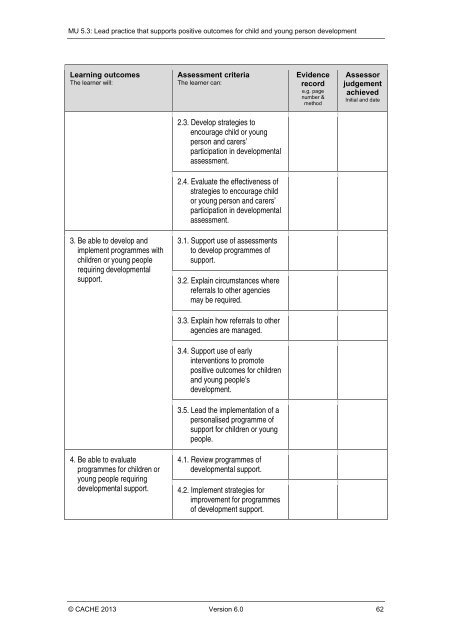 Qualification Specification - Cache