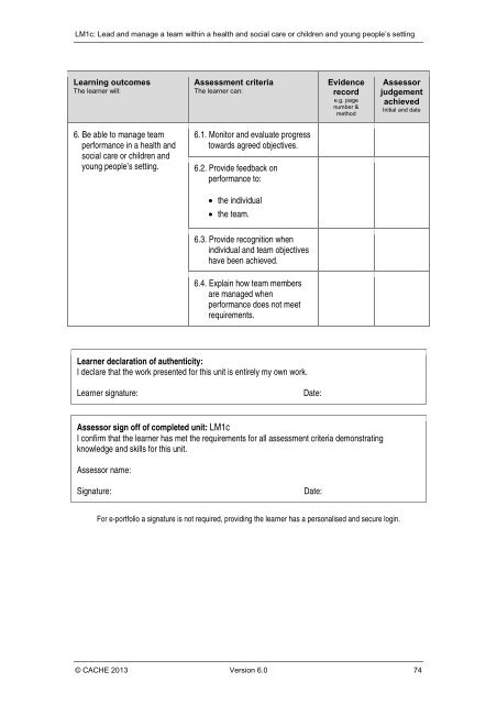 Qualification Specification - Cache