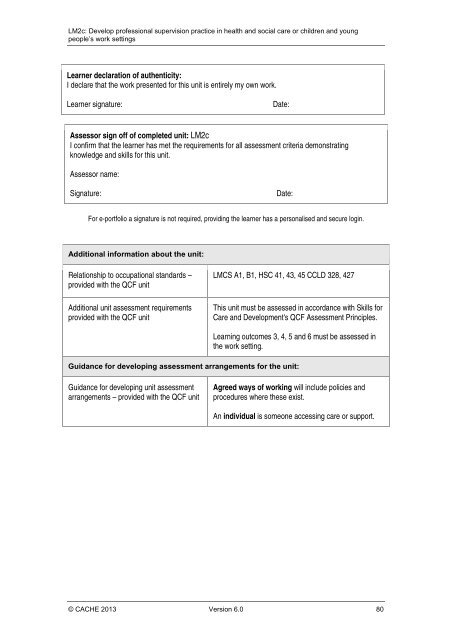 Qualification Specification - Cache