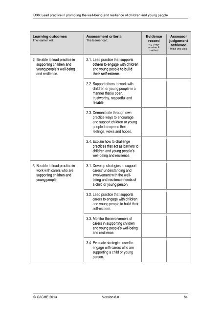 Qualification Specification - Cache