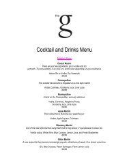 Cocktail and Drinks Menu - The G Hotel