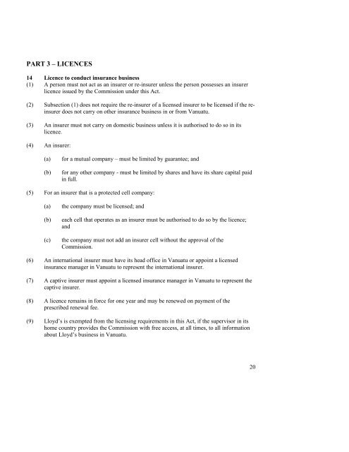 Insurance Act No.54 of 2005 - Vanuatu Financial Services ...