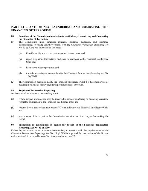 Insurance Act No.54 of 2005 - Vanuatu Financial Services ...