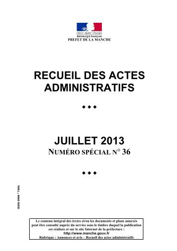 recueil des actes administratifs juillet 2013 - PrÃ©fecture de la Manche