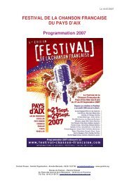 FESTIVAL DE LA CHANSON FRANCAISE DU PAYS D'AIX ...