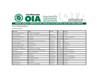 lista de operadores globalgap - OrganizaciÃ³n Internacional ...