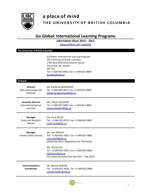 Go Global: International Learning Programs - HKU