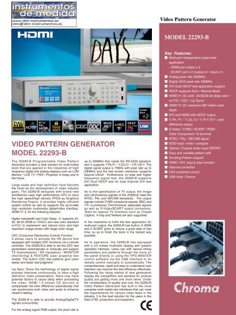 Video Pattern Generator ModeL 22293-B - Chroma Automated ...