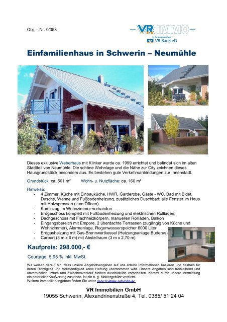 Neumühle Kranichstraße - VR IMMOBILIEN Schwerin