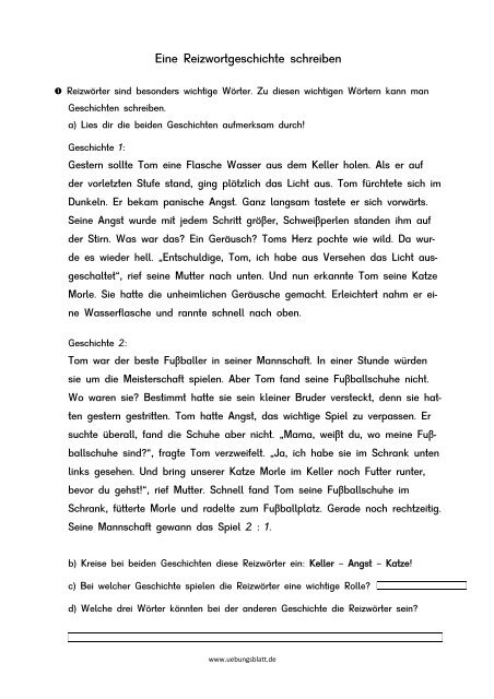 Eine Reizwortgeschichte schreiben