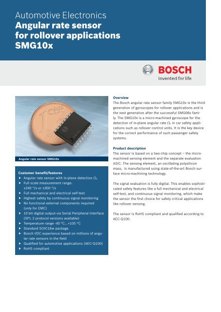 Automotive Electronics Angular rate sensor for rollover applications ...