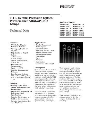 T-1 3/4 (5 mm) Precision Optical Performance AlInGaP LED Lamps ...