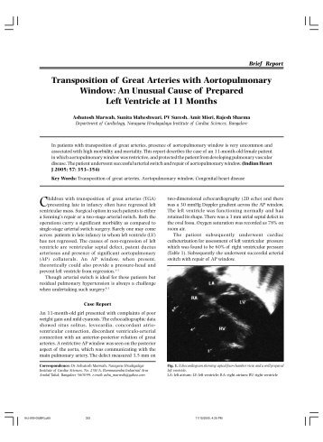 Transposition of Great Arteries with Aortopulmonary Window: An ...