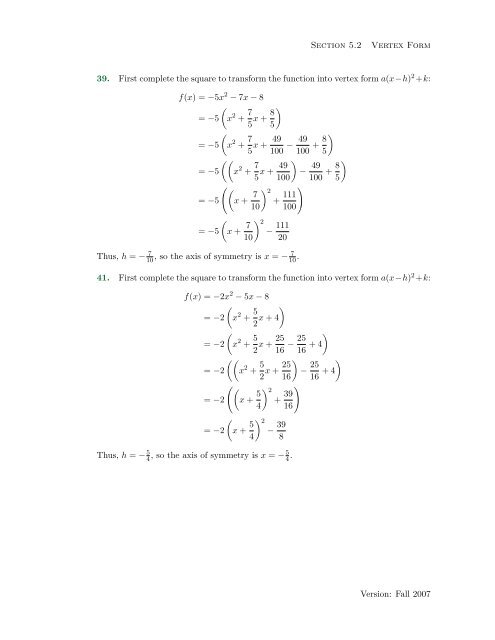 Chapter 5: Exercises with Solutions