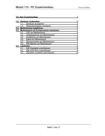 Modul 113 - PC Zusammenbau - ThomasGalliker.ch