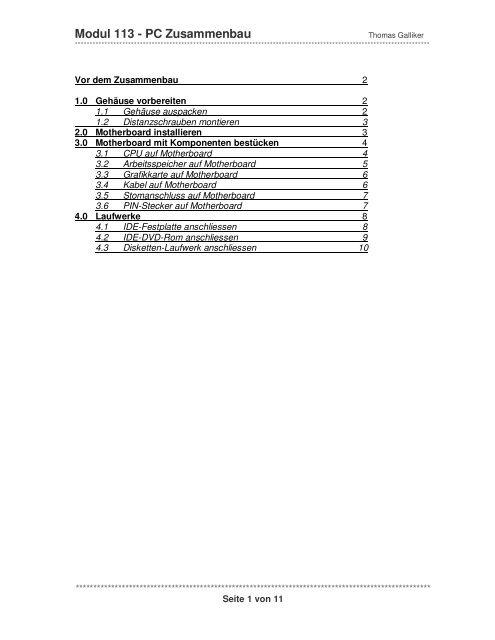 Modul 113 - PC Zusammenbau - ThomasGalliker.ch