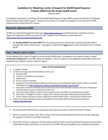 Guidelines for Obtaining a Letter of Support for Stroke QUERI RRPs